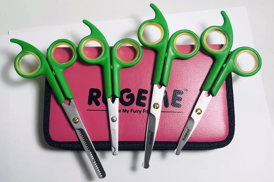 Juego de 4 tijeras adelgazantes de corte de tijeras de aseo para mascotas perros gatos Foto 2 de 4