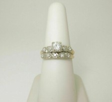 1Ct White Round Cut CZ Engagement Wedding Bridal Ring Set In 925 Sterling Silver