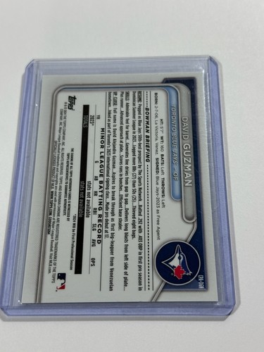 David Guzman 2024 Bowman Chrome 1st Autograph Auto Card #CPA-DGN Blue Jays - Picture 2 of 2