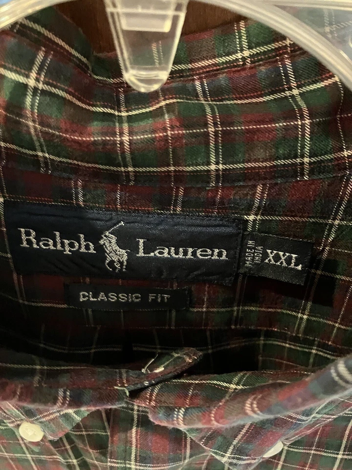 Рубашка мужская Ralph Lauren 2XL XXL клетчатая с длинным рукавом пони классический крой хлопковая на пуговицах - Изображение 3 из 4