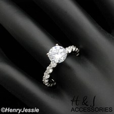 WOMEN 925 STERLING SILVER ICY FULL BLING ROUND CZ ENGAGEMENT RING ASR182