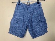 PD C Boys Size 4T Pants Cargo Blue Tweed Flat Front Elastic Waist Belt Loop