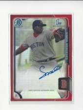 2015 Bowman Chrome Prospect Red Refractor Simon Mercedes AUTOGRAPH Red Sox 5/5