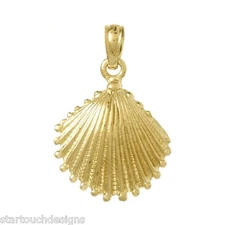 New 14k Yellow Gold Seashell Pendant