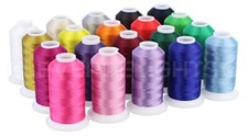 20 Color Embroidery Machine Thread Set - 1100 Yard Spools - Strong Polyester ...
