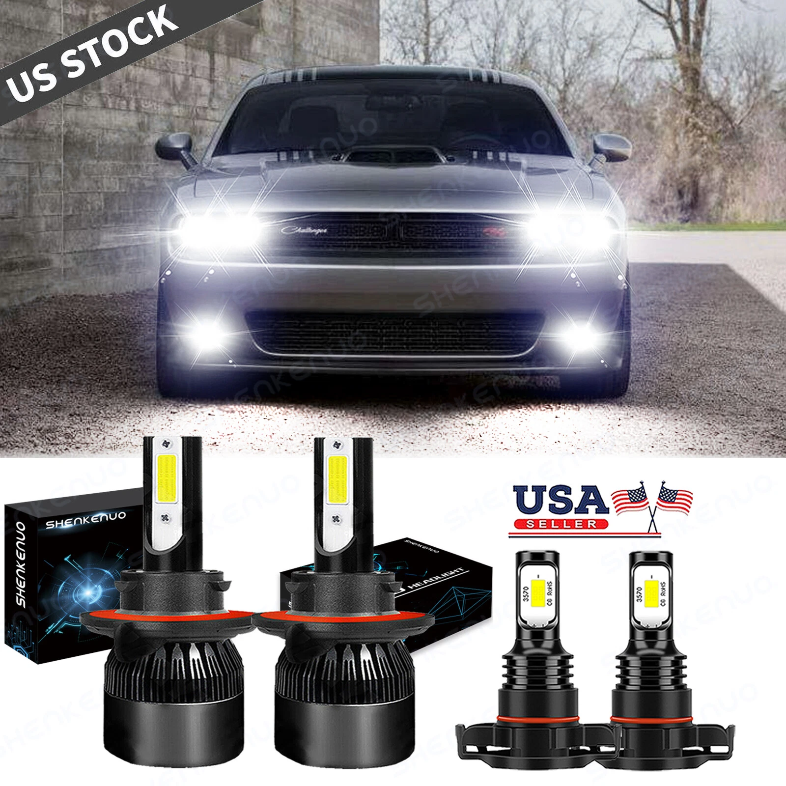 For Dodge Challenger 2009-2014 6000K White LED Headlights & Fog Light Bulbs KIT
Opens in a new windo
