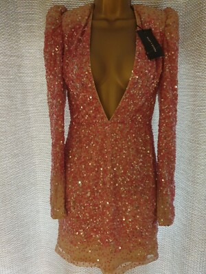 Peace & Love Missguided Pink/Beige Ombre Sequin Deep Plunge Dress Size 8 10New | eBay Peace & Love Missguided Pink/Beige Ombre Sequin Deep Plunge Dress Size 8 10New | eBay