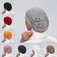 Muslim Women Hijab Hats Bonnet Head Cover Caps Pleated Cancer Chemo Underscarf