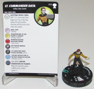 LT. COMMANDER DATA 009 Star Trek TNG To Boldly Go HeroClix Away Team
