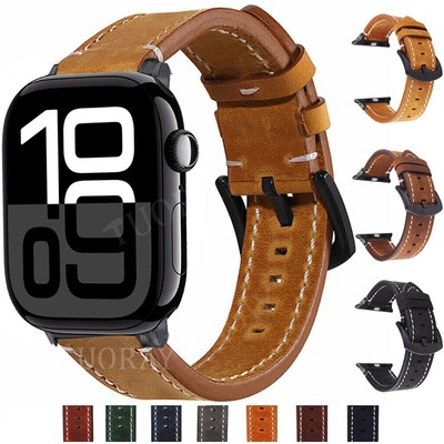 Leder Armband Für Apple Watch Ultra Series 10 9 8 7 SE 6 5 4 38-49mm Smartwatch