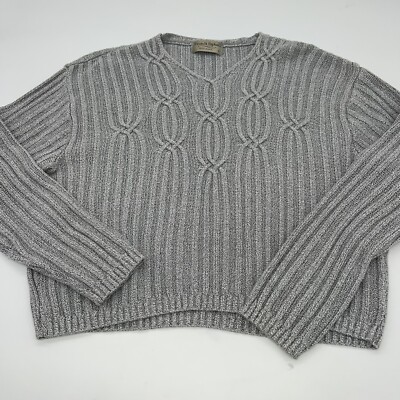 Tricots St Raphael Women s Gray Sweater Cropped Large cotton rayon