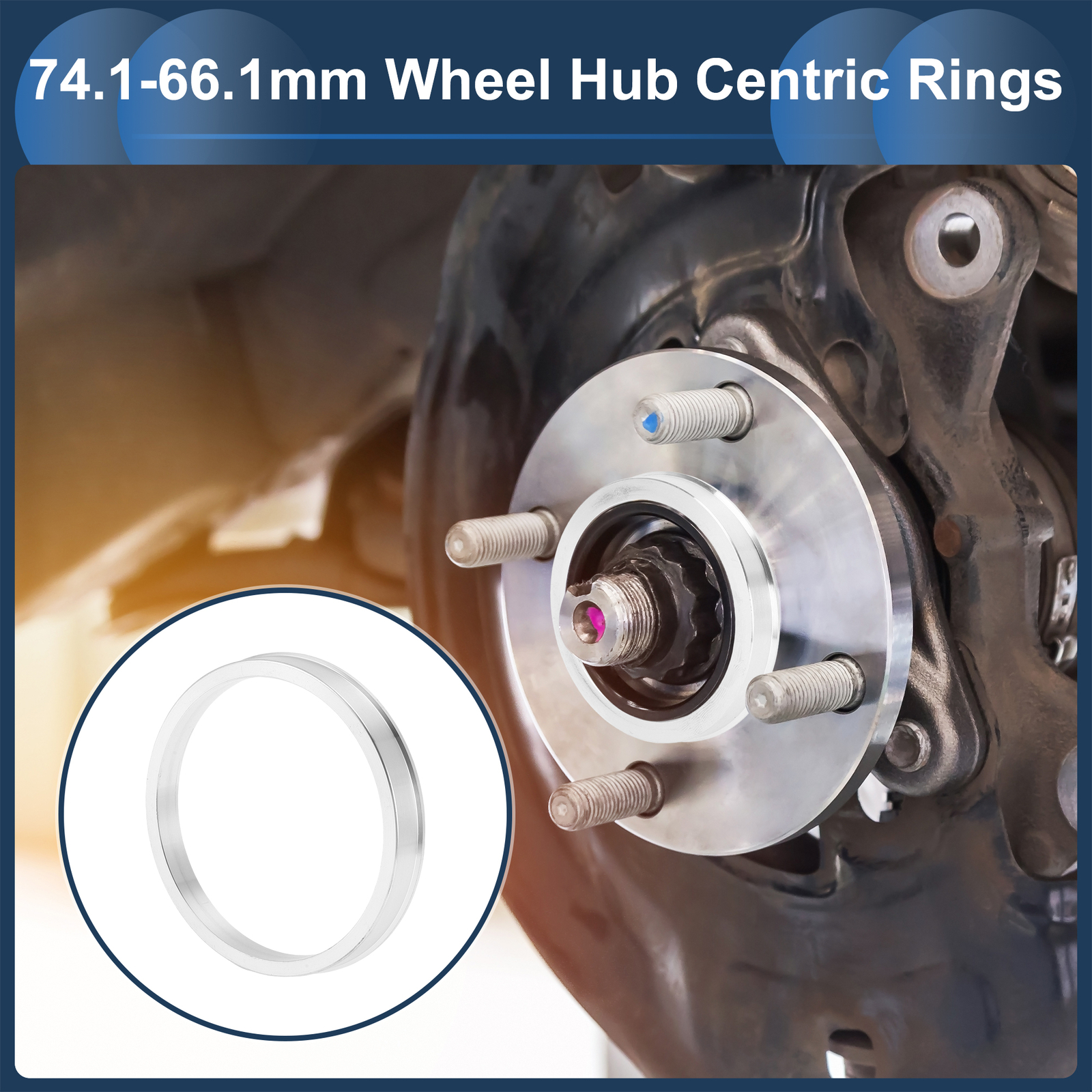 OD 74.1mm to ID 66.1mm Car Wheel Hub Centric Rings Aluminium Alloy 4 Pcs