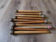 VINTAGE 10 COMMERCIAL WOOD SEWING SPINDLES SPOOLS BOBBINS 10 INCHES LONG #2