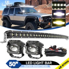 Roof 50 Slim Curved Led Light Bar3 Fog Pods Spot Flood Truck For Jeep Offroad Roof 50 Slim Curved Led Light Bar3 Fog Pods Spot Flood Truck For Jeep Offroad