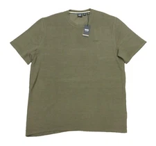 Boss Hugo Boss Men's Olive Green Ribbed Crew-Neck Short Sleeve T-Shirt