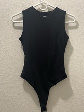 Quince Black Organic Cotton Sleeveless Bodysuit XS Minimalist Capsule Wardrobe