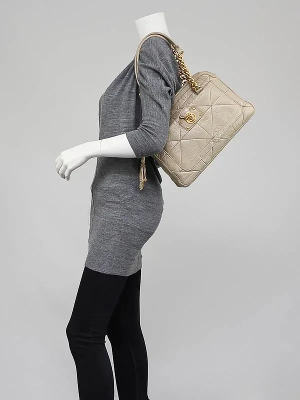 Authentic Marc Jacobs Ines Patchwork Tan Beige Pe… - image 11