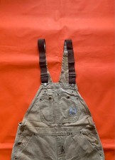 Carhartt Dungarees Bib Overalls Double Knees Mens 37” Waist Medium Khaki 7416