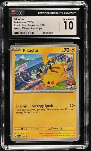 Pikachu World Championships Black Star Promos 190 NM CGC 10