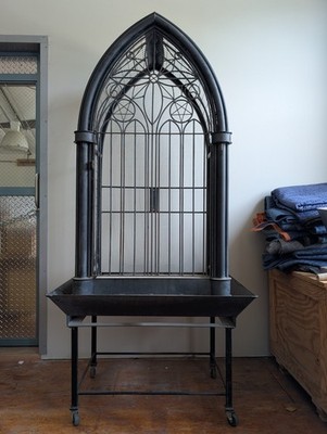 Gothic bird cage with stand vintage metal