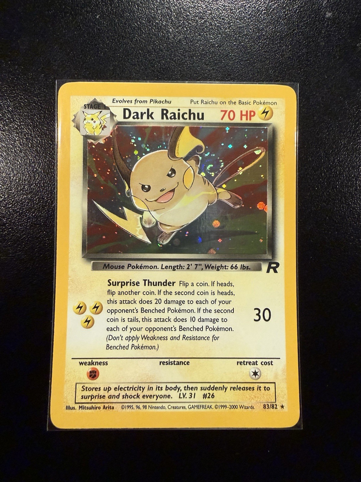 Dark Raichu 83/82 Team Rocket WoTC Holo Rare with SWIRL - Pokemon Card