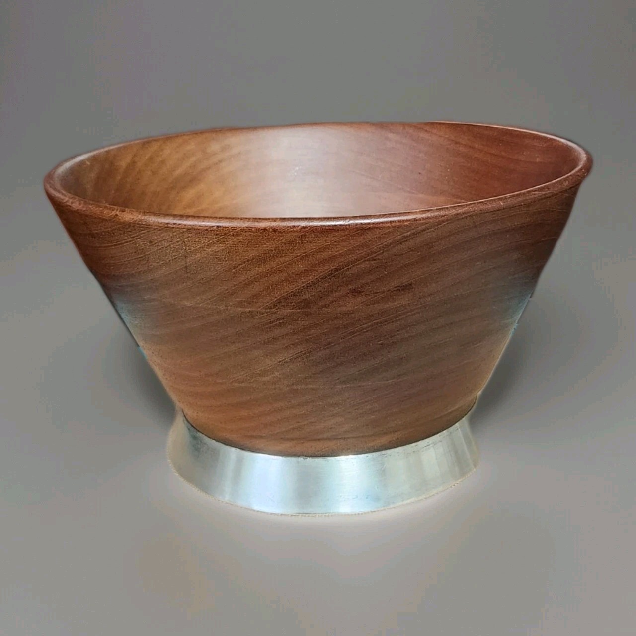 Vintage Towle Mid Century Wood Salad Bowl with Sterling Silver Base 11.5 x 6.25 Inches