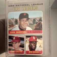 Topps 1969 National League ERA Leaders #67 Marichal Carlton Gibson Baseball Card