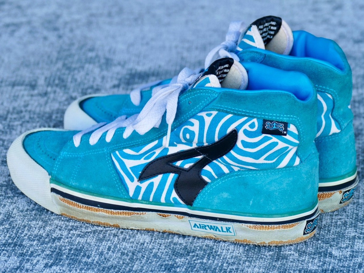Vintage Airwalk Maze skateboarding shoes Sz 9.5 - 1989 1980s blue 