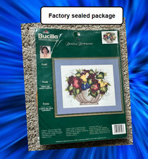 Bucilla Bowl of Fruit #43127 Counted Cross Stitch 2002 14x11” size, Sealed NIP