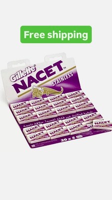 Gillette Nacet Stainless Double Edge Razor Blades 100 Blades - Lowest Price