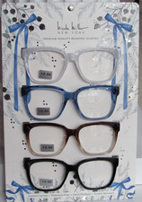 NICOLE MILLER 4-PACK Premium Quality OVERSIZED Reading Glasses Readers NEW