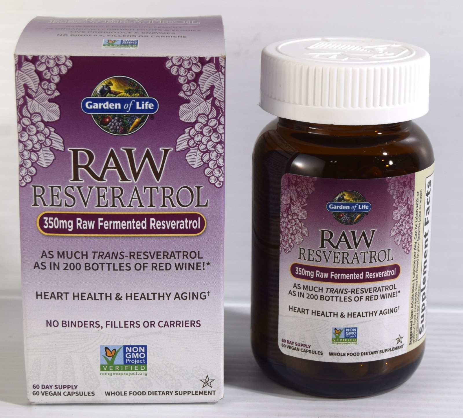 Garden of Life RAW Fermented RESVERATROL 350 mg 60 Vegan Capsules Exp. 11/2027