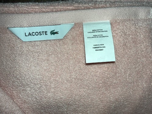 Lacoste ~ Rose Pink Bath Towel 100% Cotton 30" x 52" Big Crocodile Logo - Picture 4 of 4