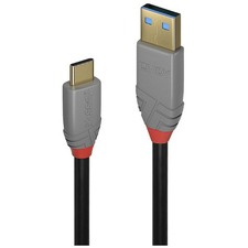 LINDY 36912 USB Cable USB 3.2 Gen 2 USB-C to USB-A 1.5m Black Grey