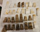 Vintage Mexican Aztec Stone Onyx Marble Chess Set 32 Pieces Hand Carved — photo 7
