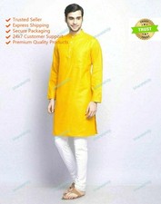 Cotton Hippie Indian Kurta Solid Plain Full Sleeves Casual T Shirt Mens Kurta