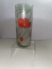 Art Nouveau Cylinder Frosted Glass Floral Vase