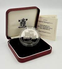 1996 £5 SILVER PROOF CROWN QUEEN ELIZABETH 70th Birthday + CASE +COA (B076)