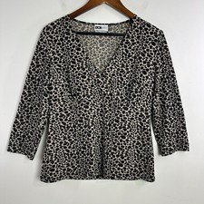 Vintage Y2K Faux Wrap Babydoll Top Womens L Animal Print Mesh Fairy Clubwear