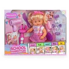 FAMOSA NENUCO SCHOOL HAIRSTYLE, bambola parrucchiera 35 cm, con capelli biondi