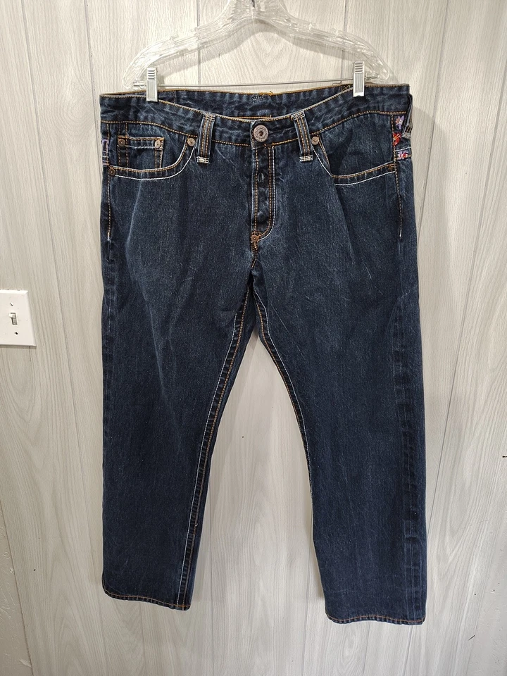 复古 Imperial Junkie 牛仔裤男式镂空牛仔刺绣宽松 Y2K 38 — 第 3/4 张图片