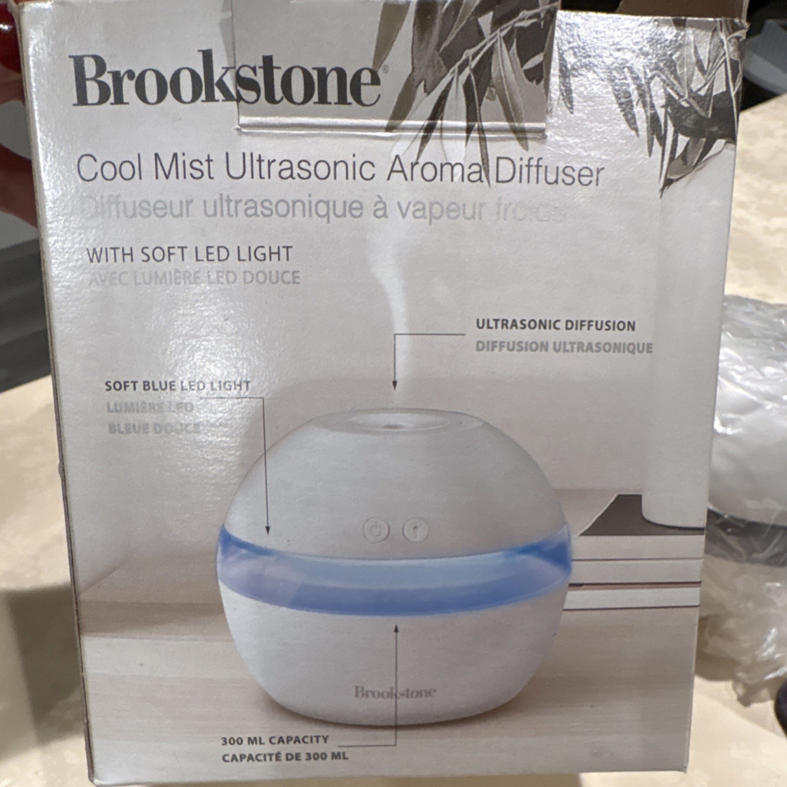 Brookstone Cool Mist Ultrasonic Aroma Diffuser with Soft LED