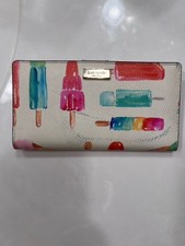 Kate Spade Summer Wallet Ice Cream Water Color Popsicles Long Snap Wallet