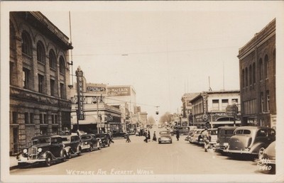Wetmore Ave Everett Washington WA Burnetts Costellos Street View RPPC Postcard