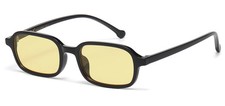 Womens Luxe Square Sunglasses Black Frame Yellow Lens Tinted UV400 Plastic Retro