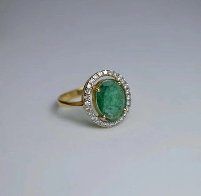 Natürlicher Smaragd &polki Diamant Ring 14K Vergoldet 925Silver Handgemacht Gift