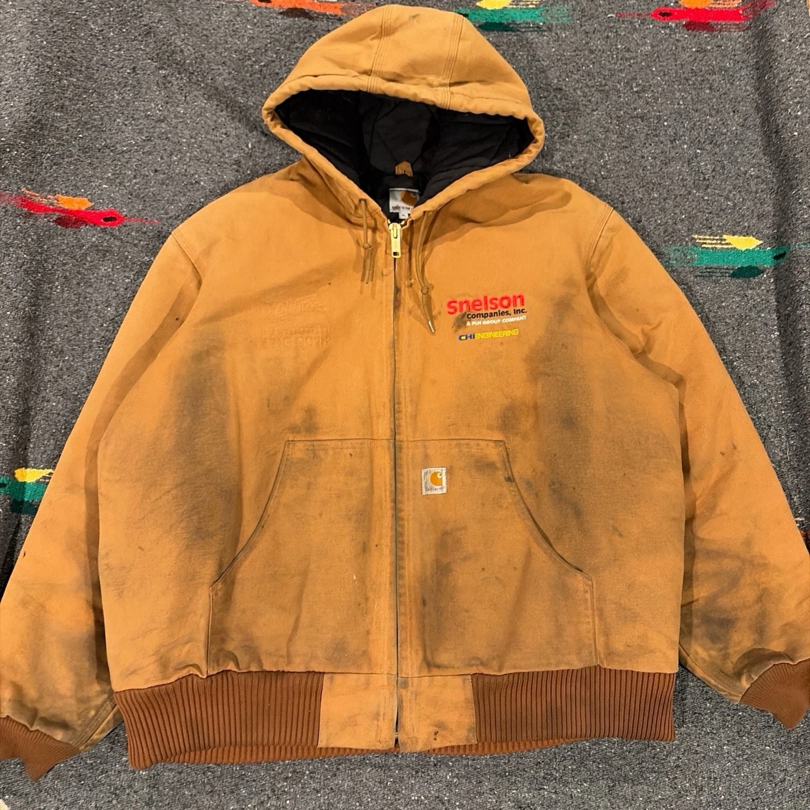 Carhartt Thermal Lined Jacket Mens Size xl Carhartt Brown J140 Hood Made in USA