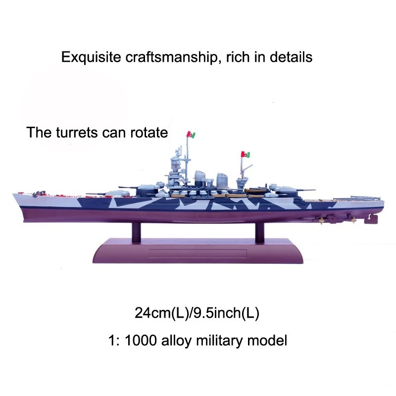 1:1000 WWII Italian Warship Roma Battleship Model Diecast Military Collection - Image 2 of 4