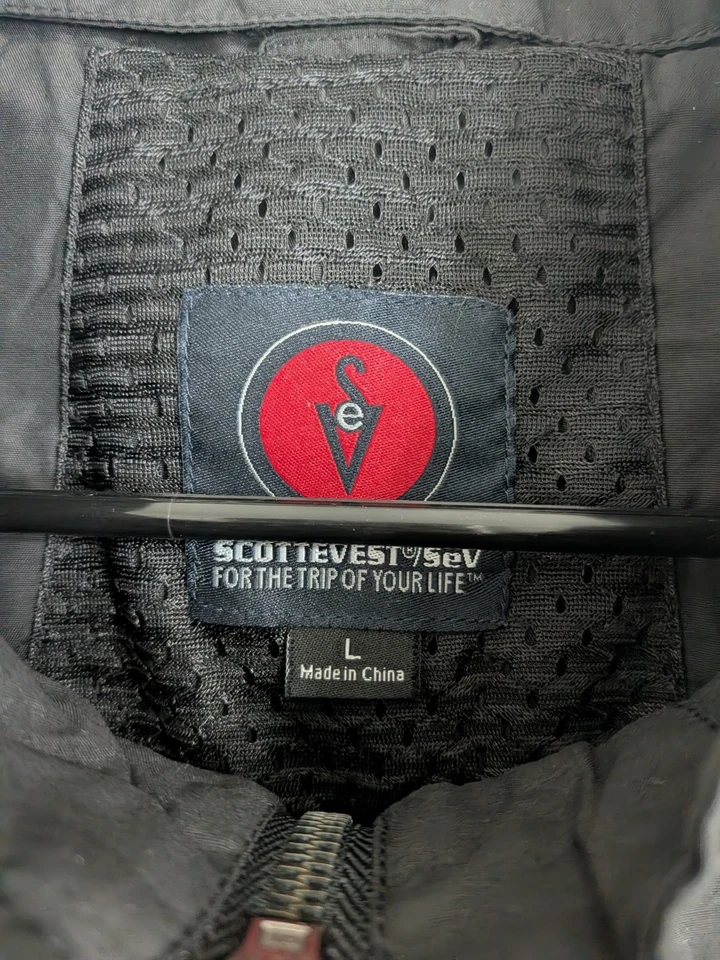 SCOTTeVEST "SEV" Jacket Men's Large Black Outdoors Pockets - Image 4 of 4