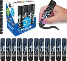 Kwik Stix Black, 12 Black Solid Tempera Paint Sticks, Quick Drying